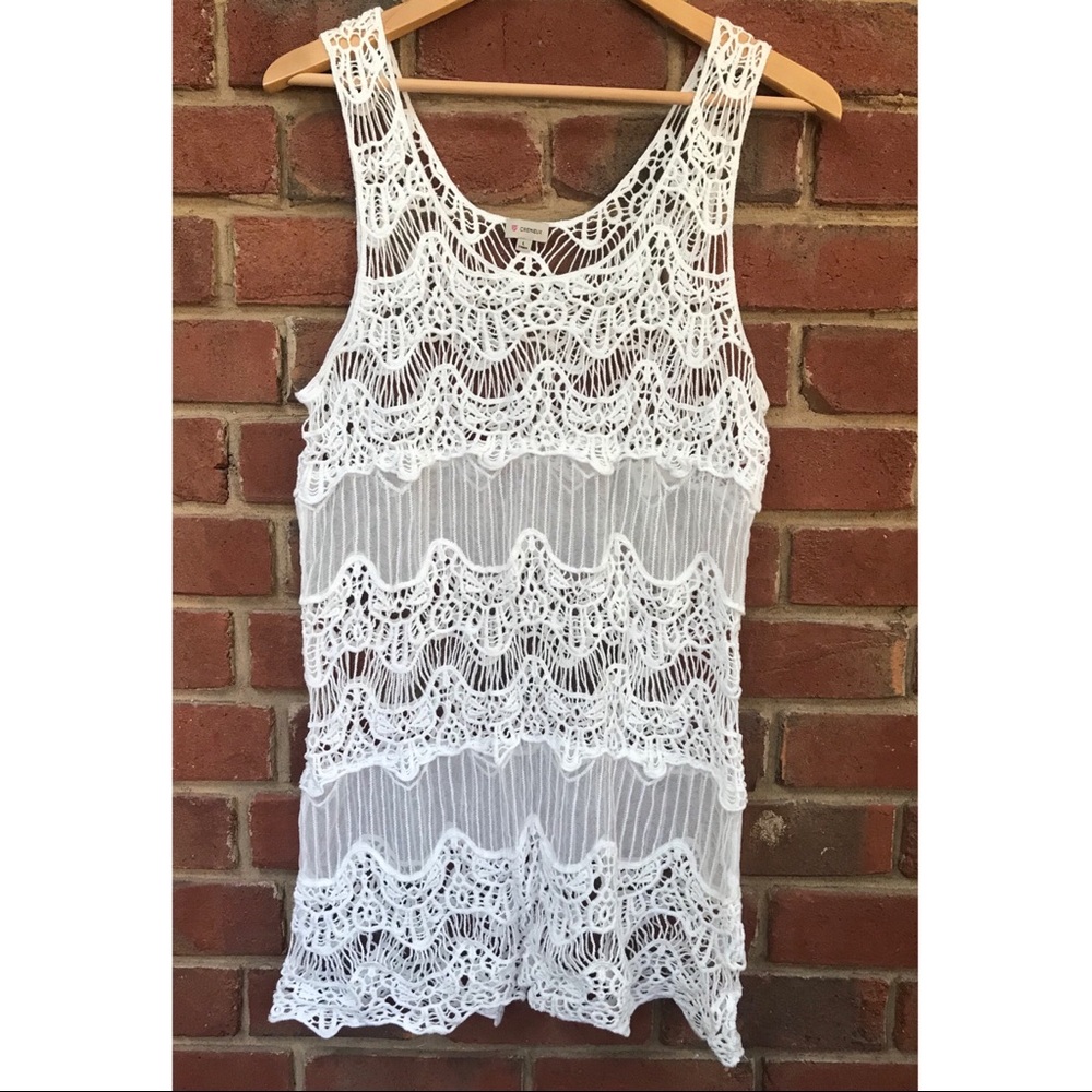 Cremieux White Lace Crochet Swim Cover Up